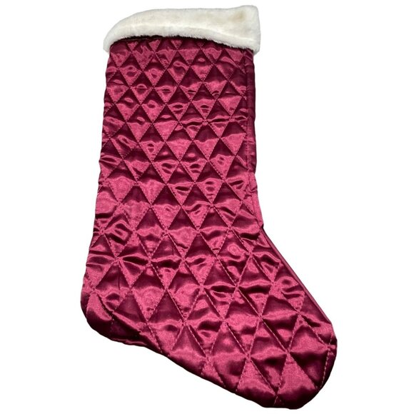 Christmas stocking diamond red white decor 17" READ - Picture 1 of 5